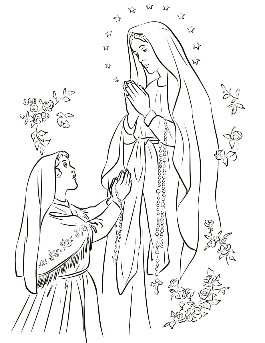 Notre-Dame de Lourdes 2 coloring page