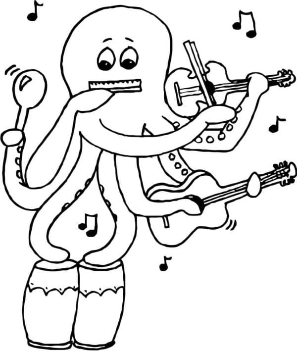 Coloriage Octopus le Musicien