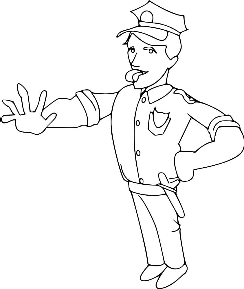 Coloriage Officier de Police Gratuit Pour les Enfants