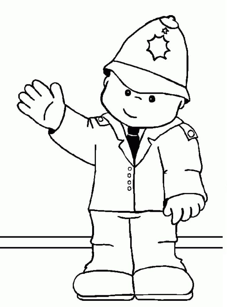 Coloriage Officier de Police Mignon