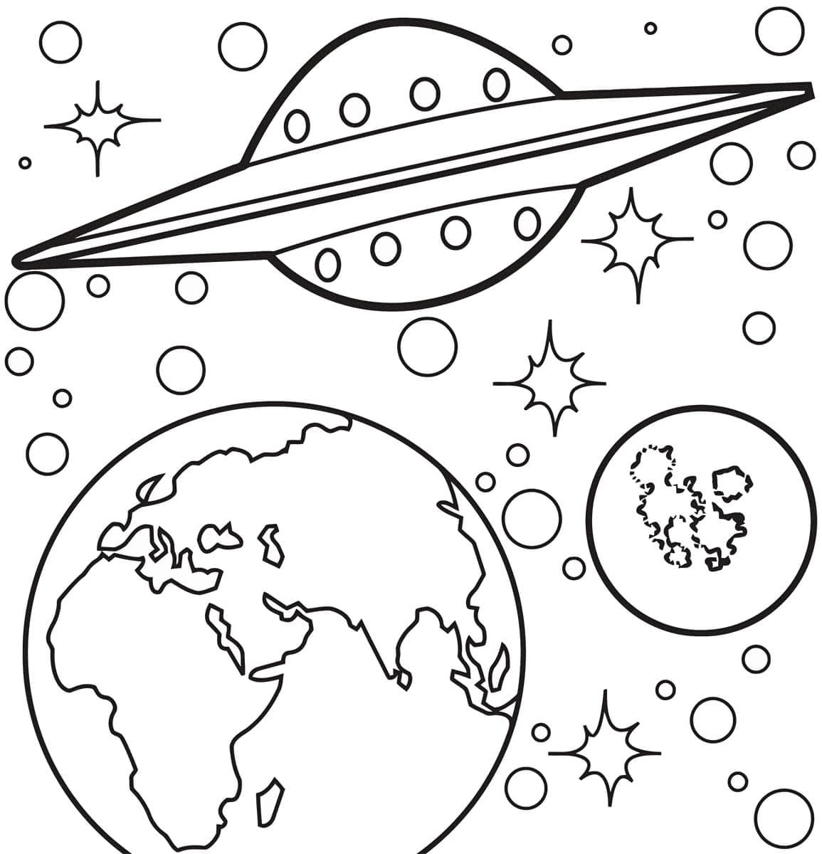 OVNI et Planètes coloring page
