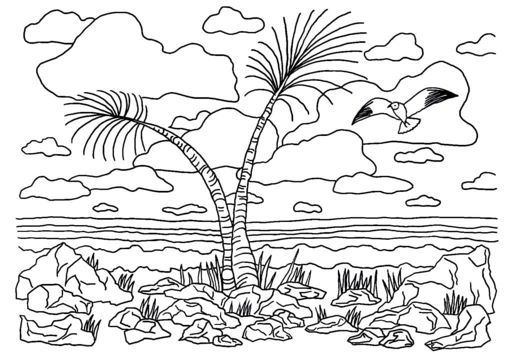 Coloriage Paysage Insulaire