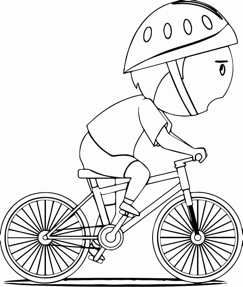 Coloriage Petit Garçon Cycliste