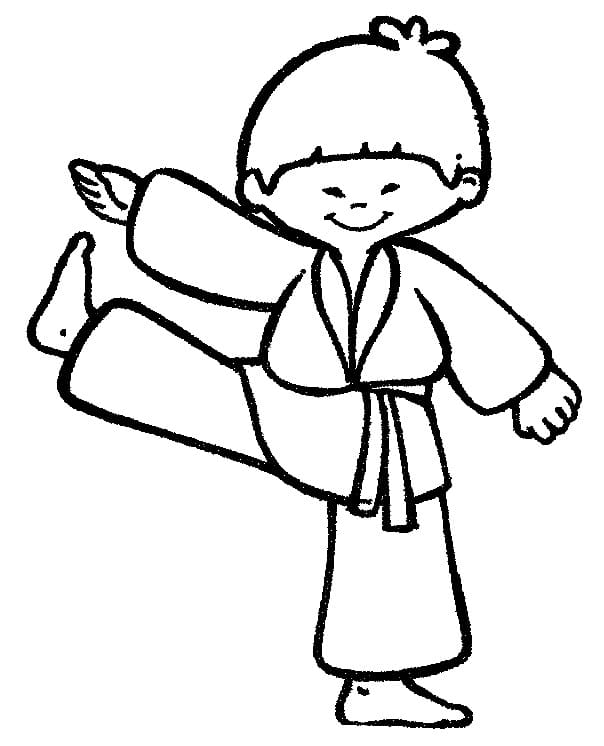 Coloriage Petit Garçon de Kung Fu
