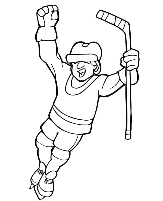 Coloriage Petit Joueur de Hockey sur Glace