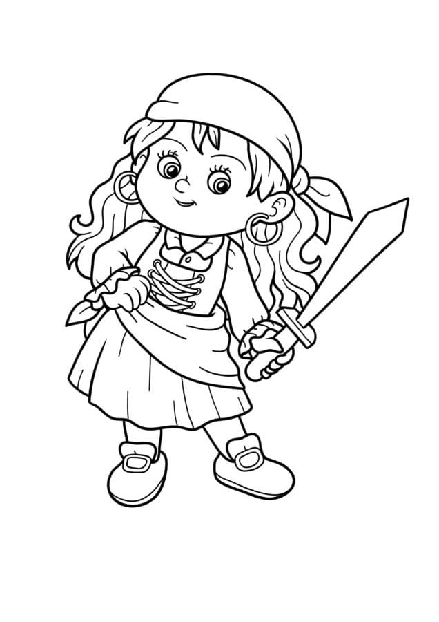 Petite Fille Pirate coloring page