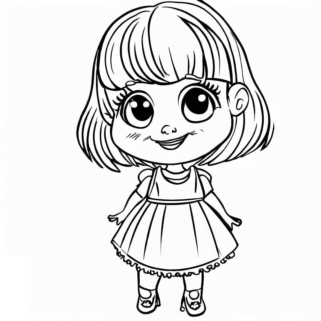 Petite Fille Très Heureuse coloring page