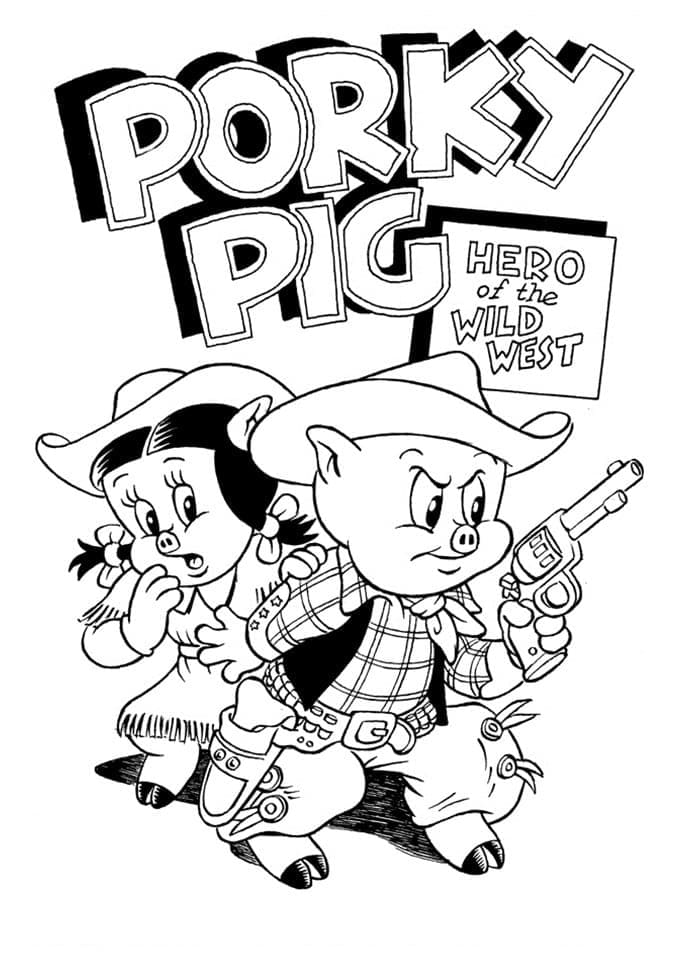 Petunia Pig et Porky Pig coloring page