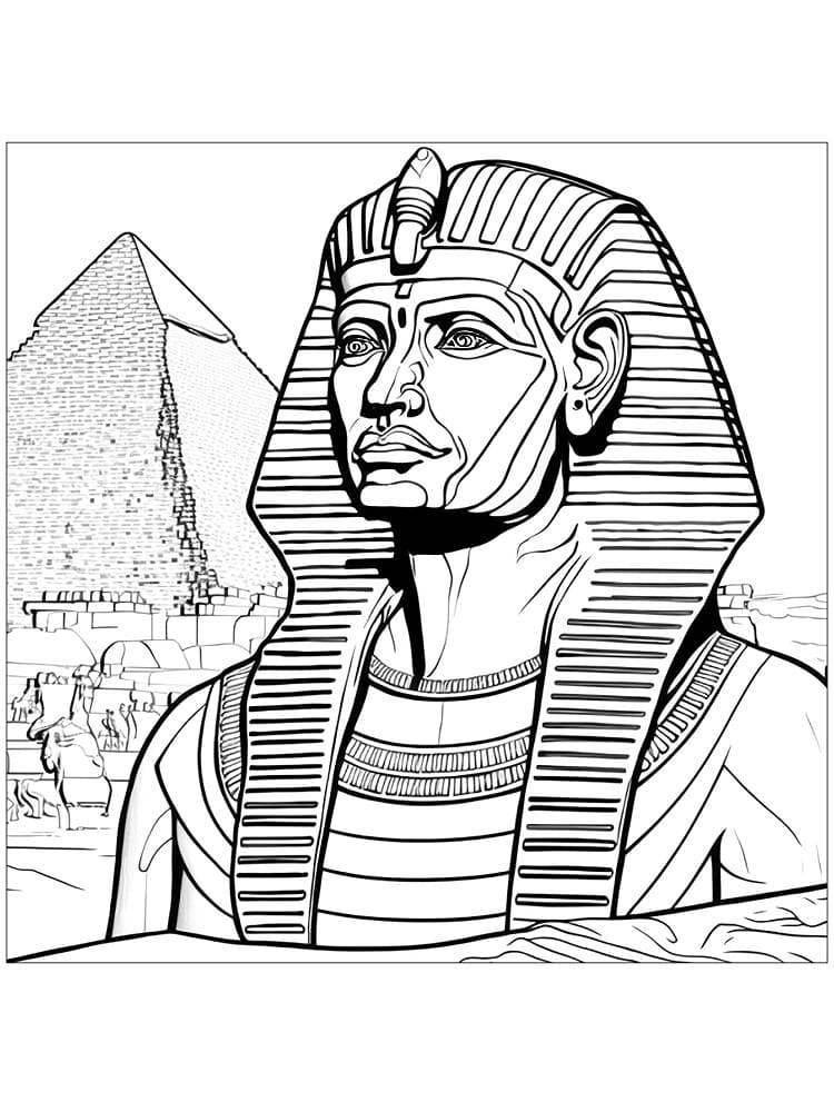 Coloriage Pharaon avec Pyramide