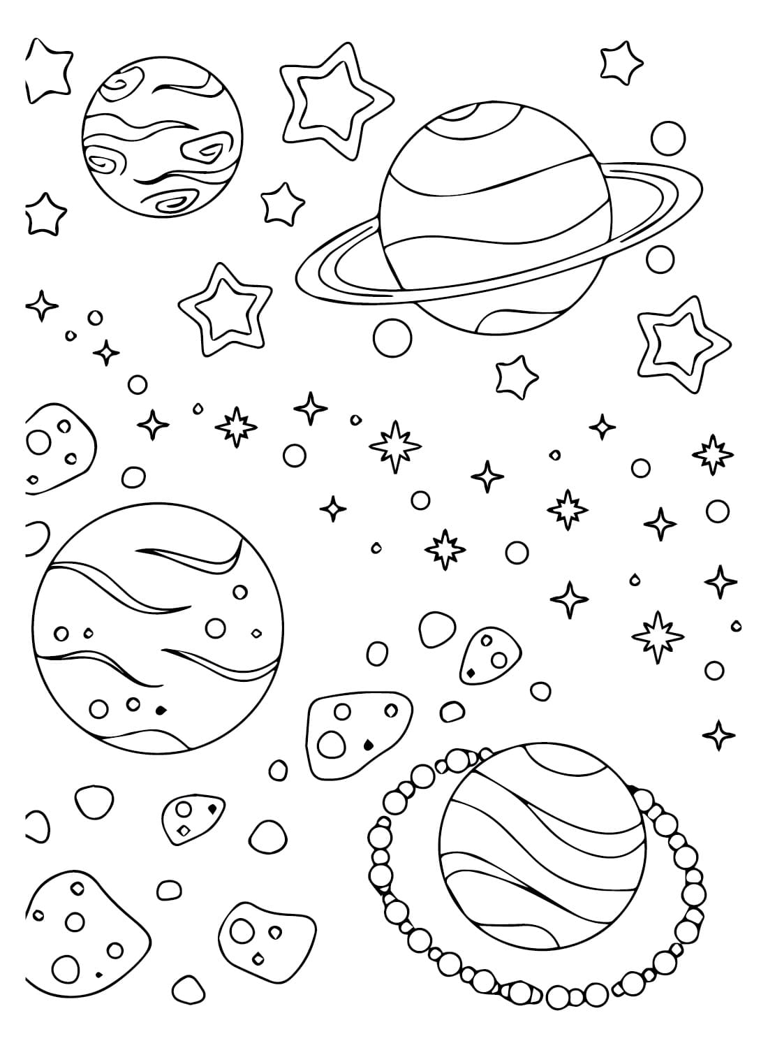 Coloriage Planètes et Étoiles