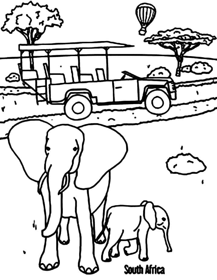 Safari en Afrique coloring page