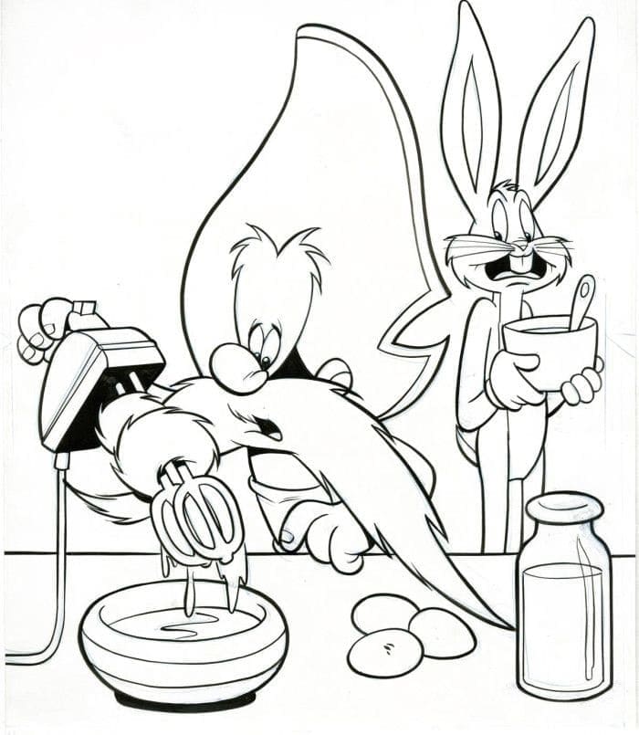 Sam le Pirate et Bugs Bunny coloring page