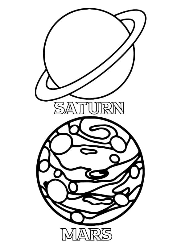 Coloriage Saturne et Mars