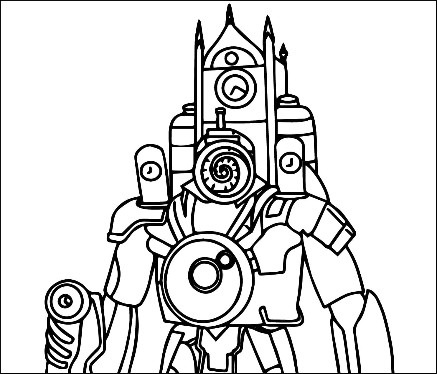 Skibidi Toilet Titan Clock Man coloring page