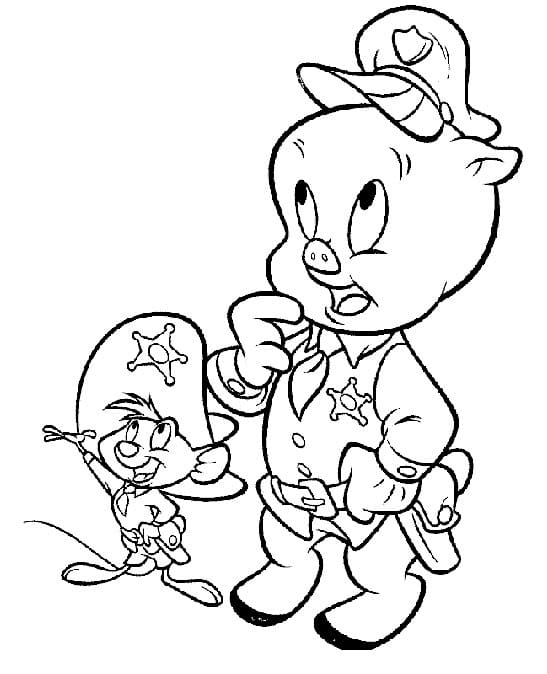 Speedy Gonzales et Porky Pig coloring page