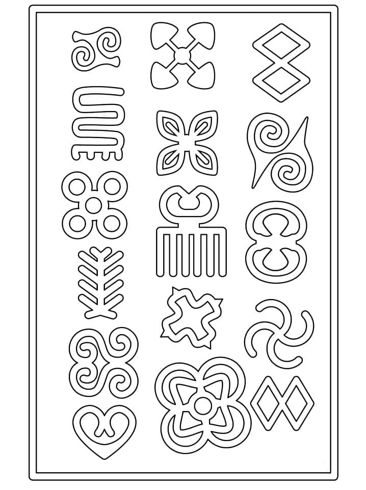 Symboles Adinkra coloring page