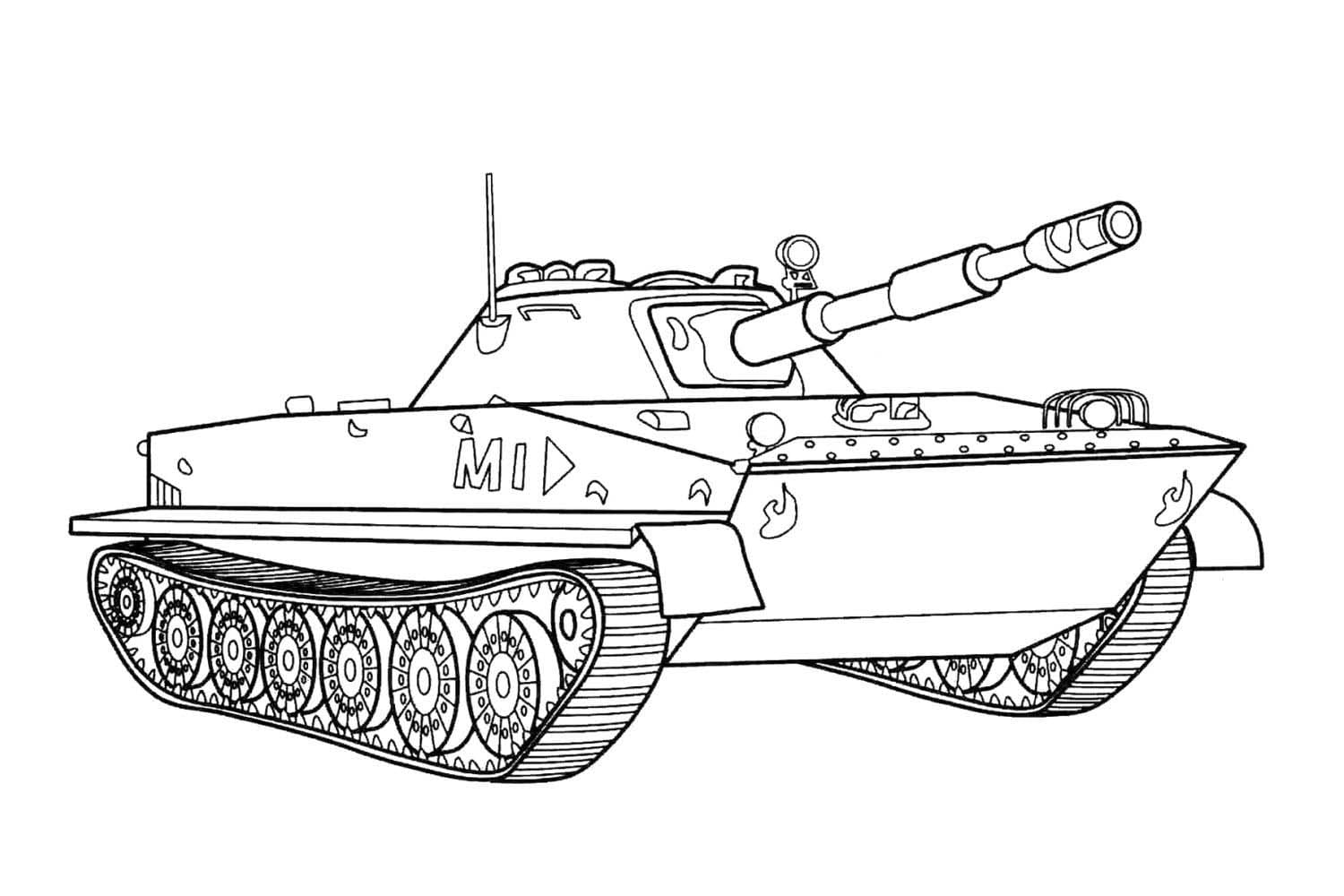 Tank PT-76 coloring page