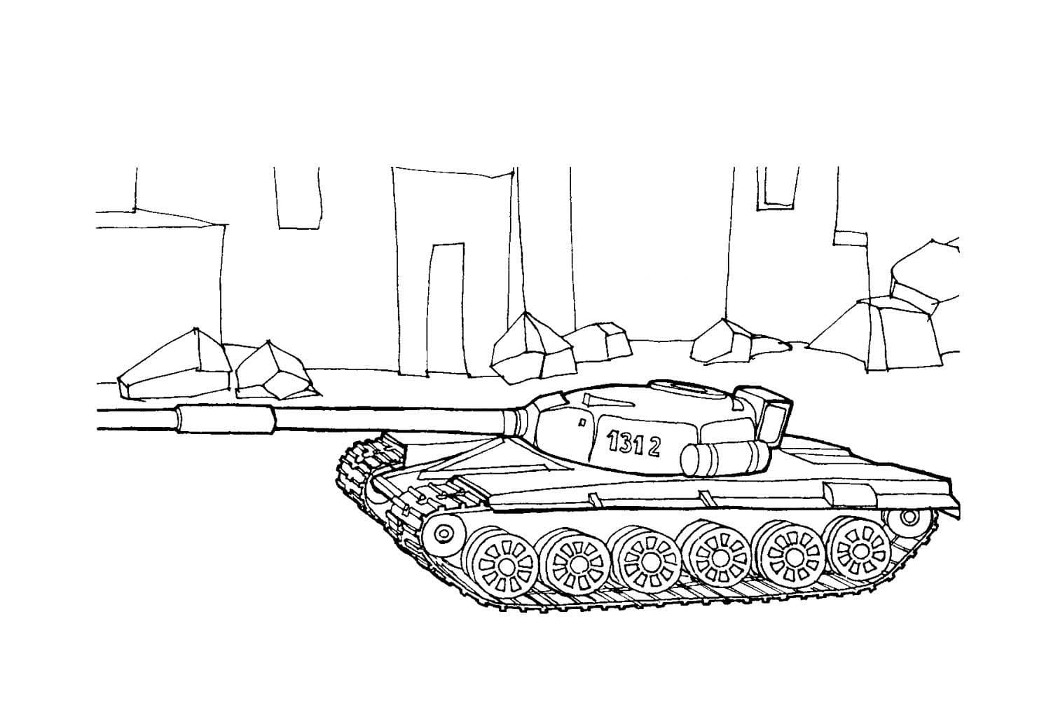 Tank T-72 coloring page