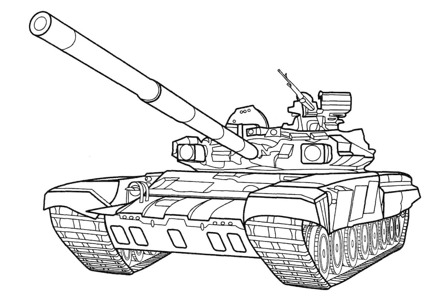 Tank T-90 coloring page