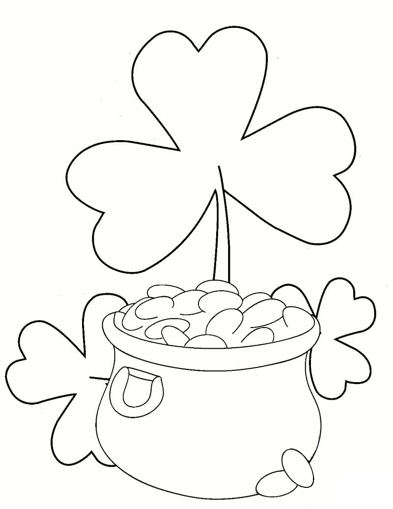 Trèfles et Pot d’or coloring page