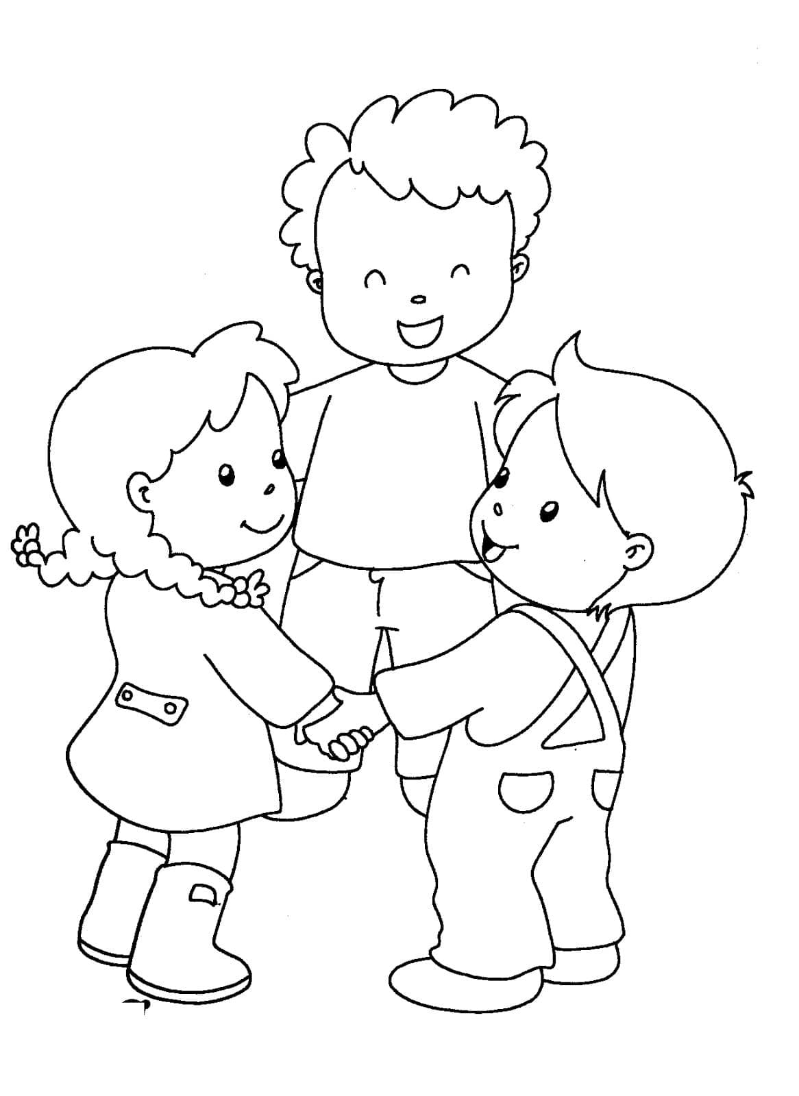 Trois Petits Amis coloring page