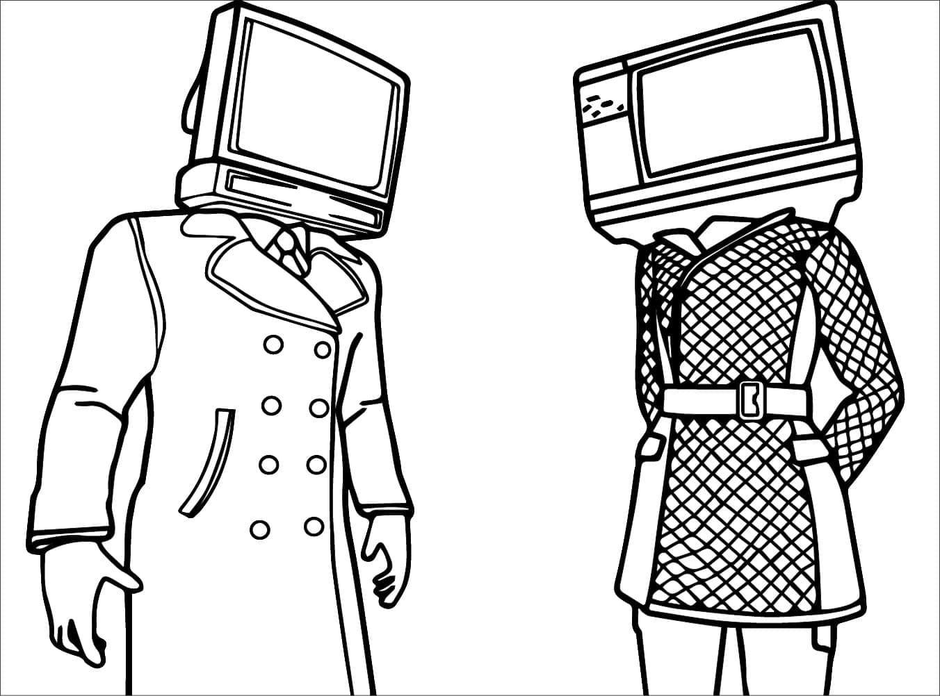 TV Man et TV Woman coloring page