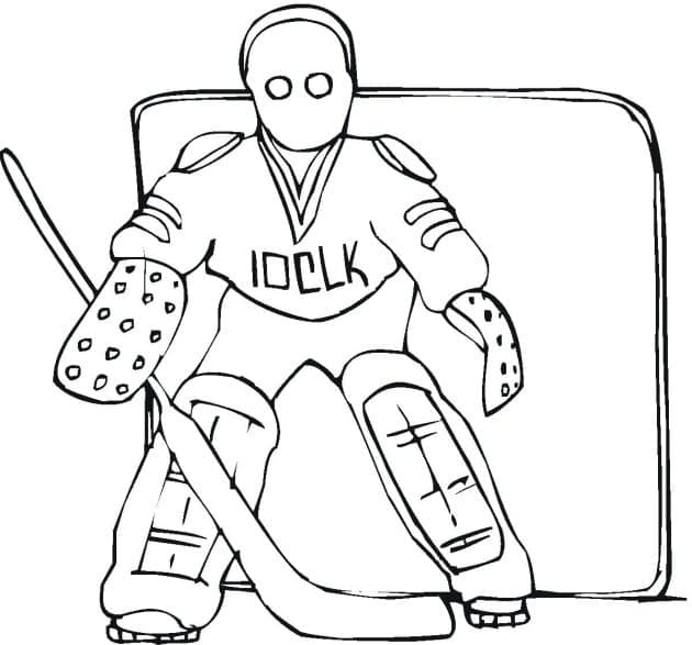 Coloriage Un Gardien de Hockey