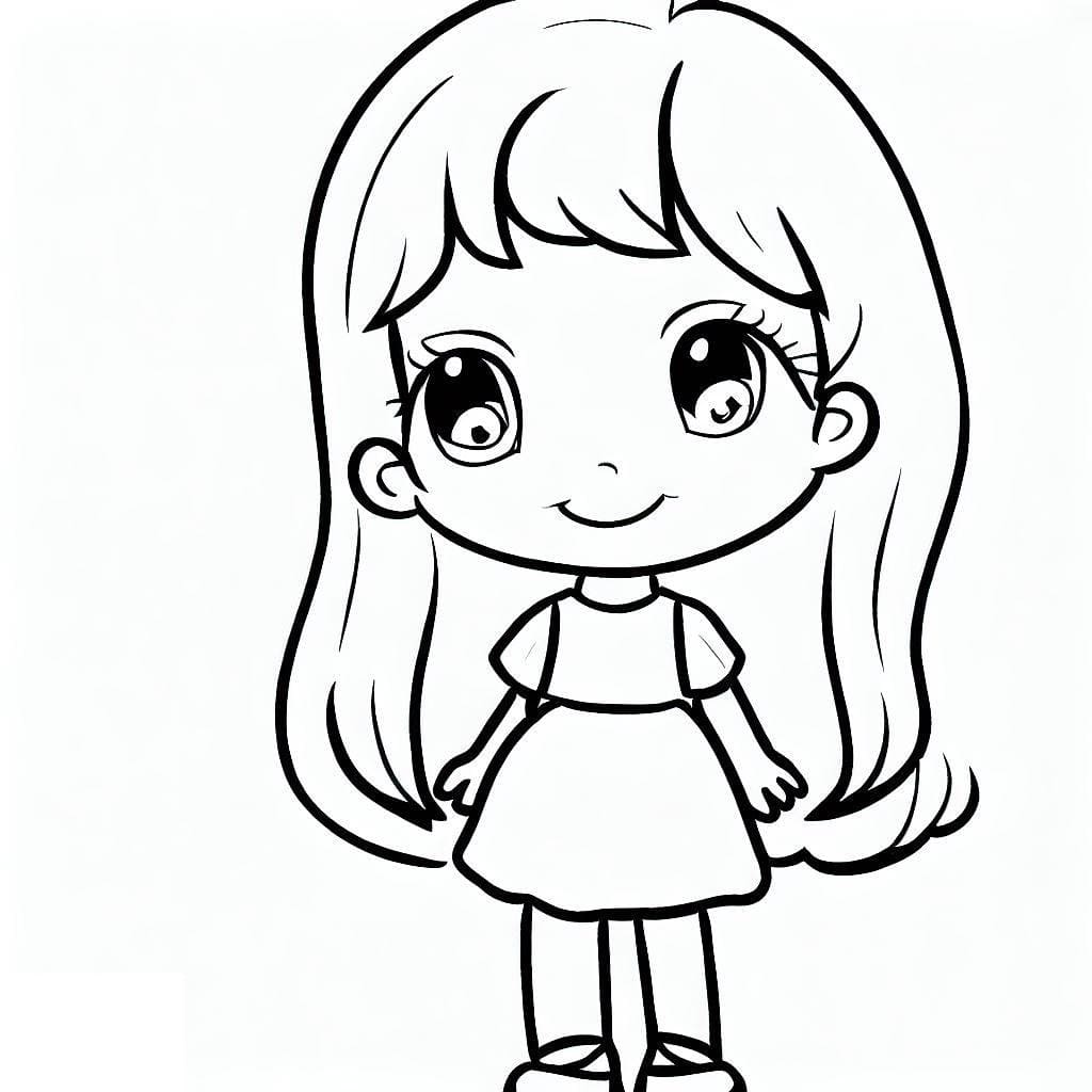 Une Petite Fille Heureuse coloring page
