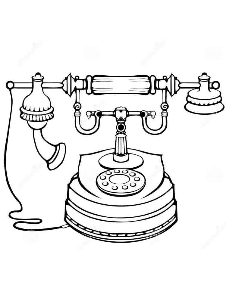 Vieux Téléphone à Cadran coloring page