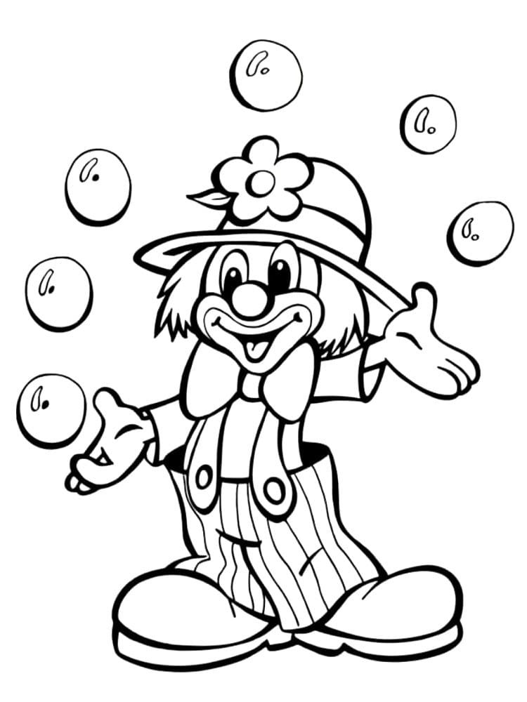 Adorable Clown Jongleur coloring page