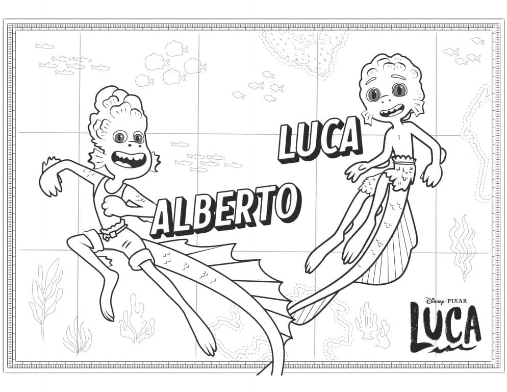 Coloriage Alberto et Luca de Disney Pixar Luca