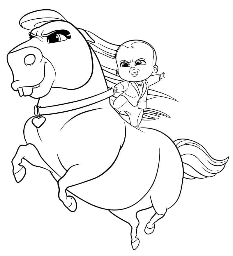 Baby Boss et Poney Precious coloring page