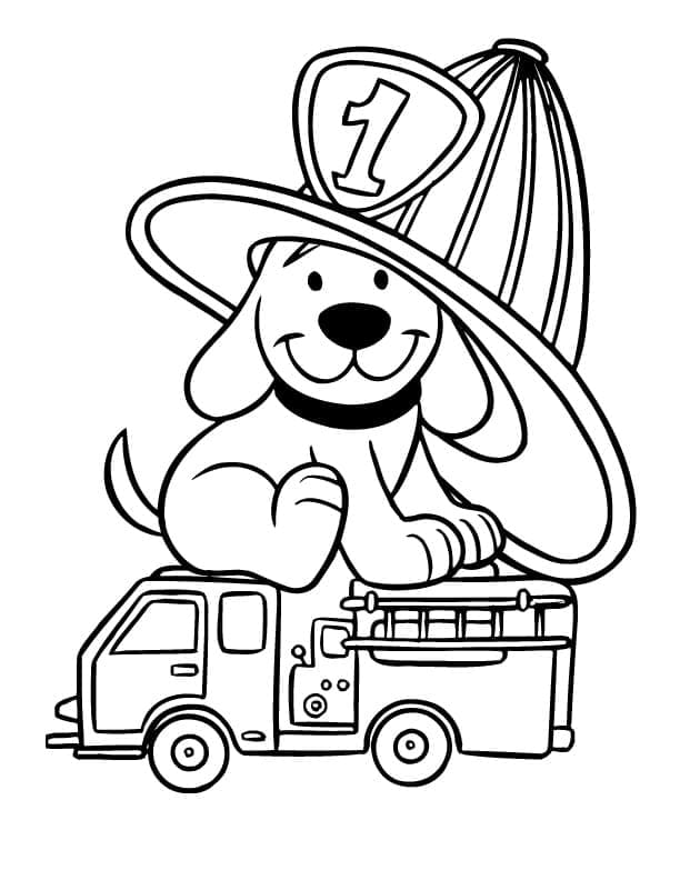 Bébé Clifford et Camion de Pompier Jouet coloring page