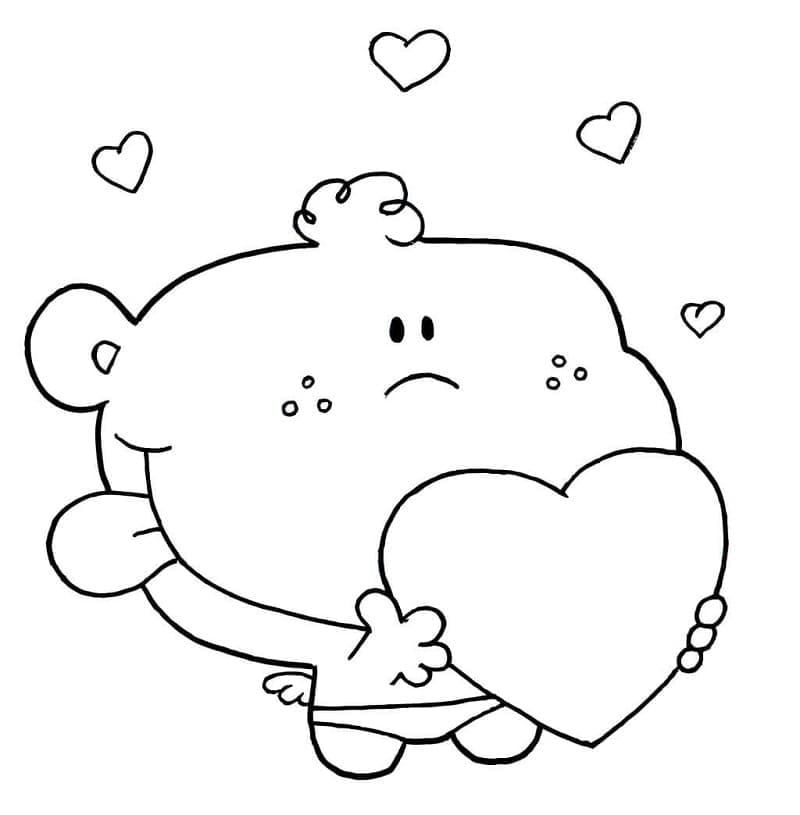 Bébé Cupidon avec Coeur coloring page