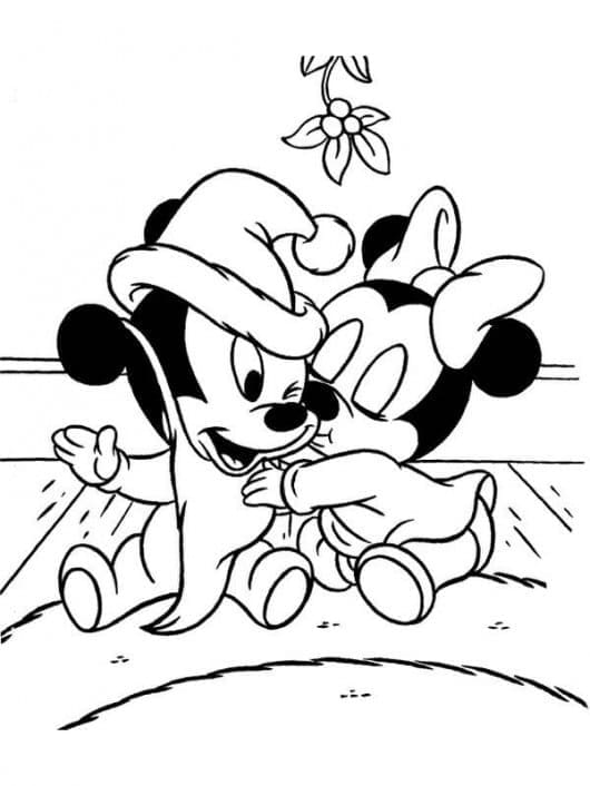 Coloriage Bébé Mickey et Minnie Disney