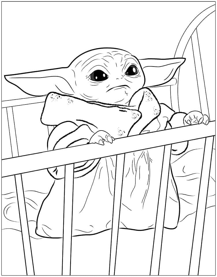 Coloriage Bébé Yoda Gratuit