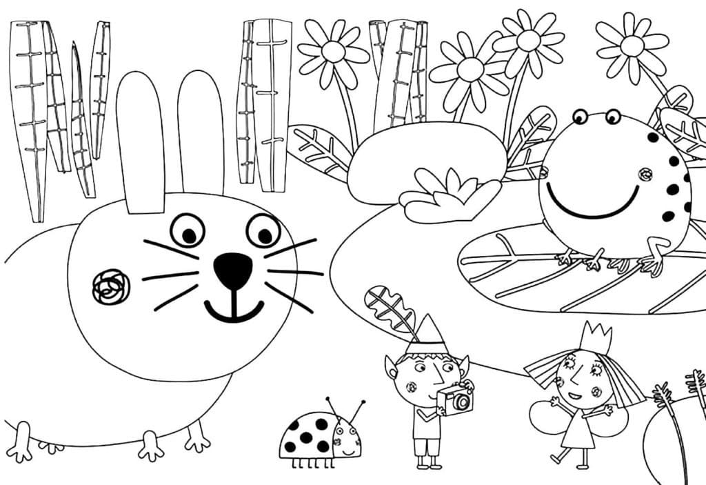 Coloriage Ben et Holly avec Animaux