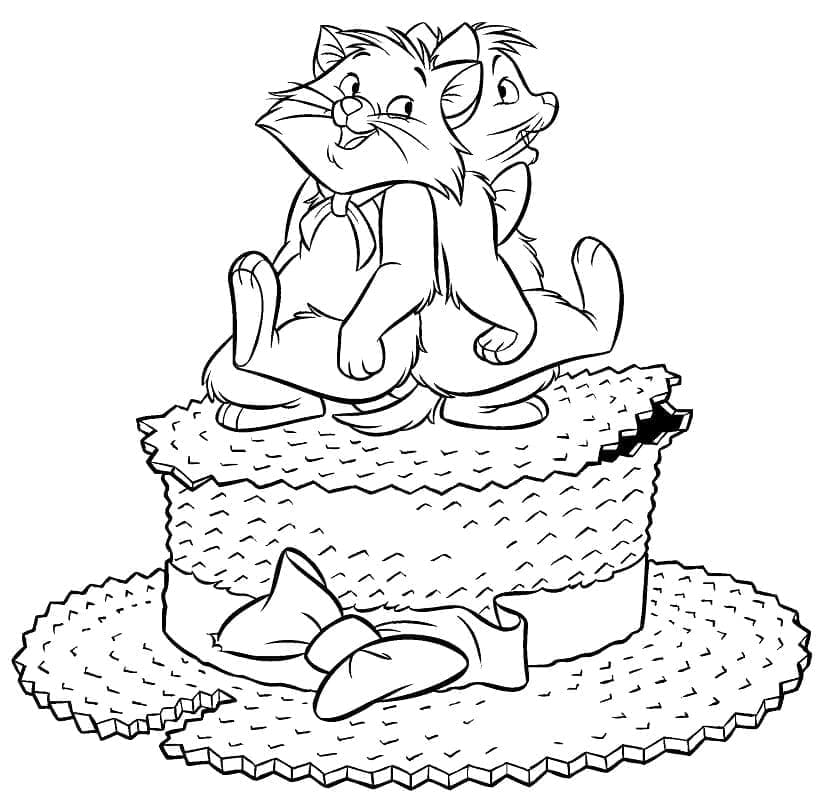 Berlioz et Toulouse de Aristochats coloring page