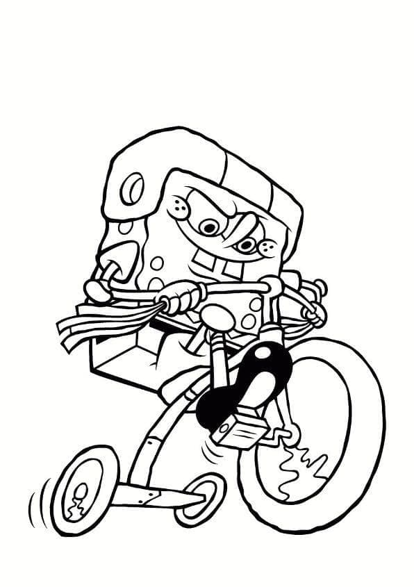 Bob l’Éponge en Tricycle coloring page