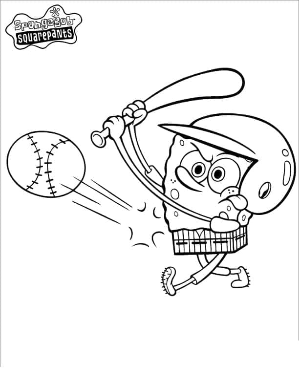Bob l’Éponge Joue au Base-ball coloring page