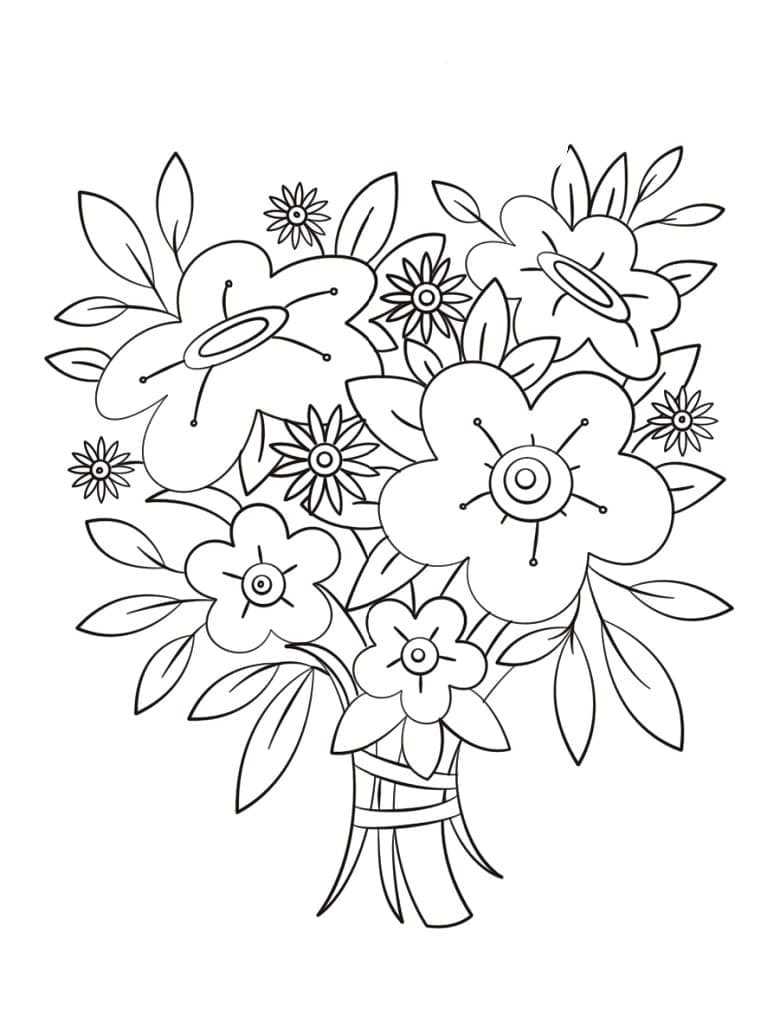 Coloriage Bouquet de Fleurs Pour les Enfants