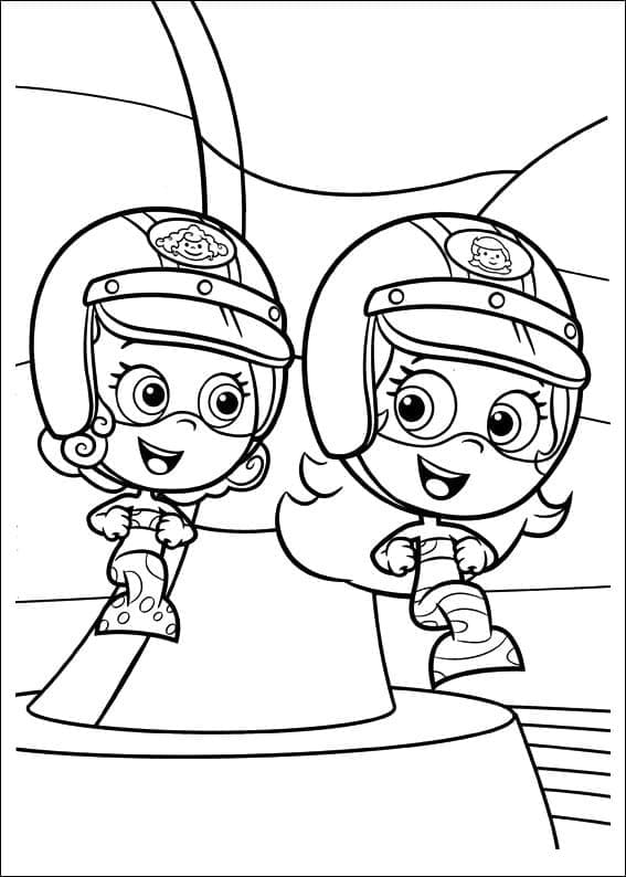 Coloriage Bubulle Guppies Dina et Molly