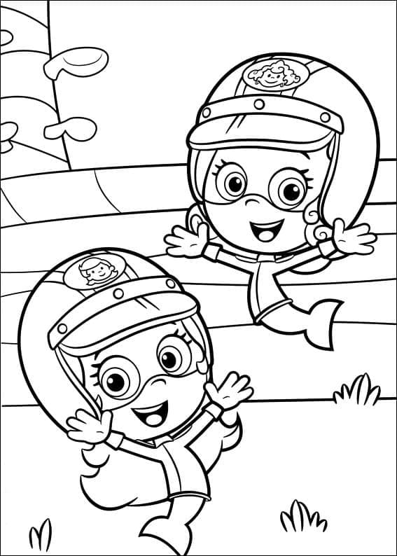Coloriage Bubulle Guppies Molly et Dina
