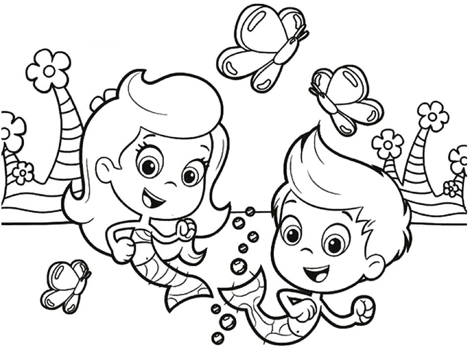 Coloriage Bubulle Guppies Molly et Phil