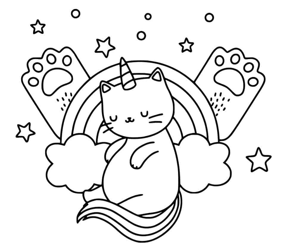 Chat Licorne 1 coloring page