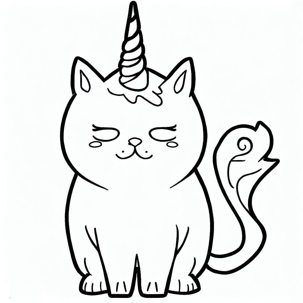 Chat Licorne 3 coloring page