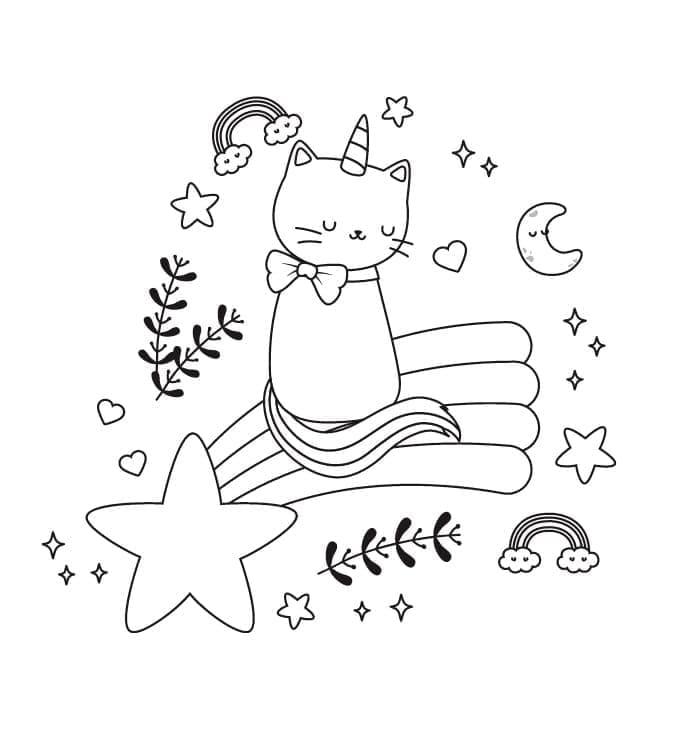 Chat Licorne 5 coloring page