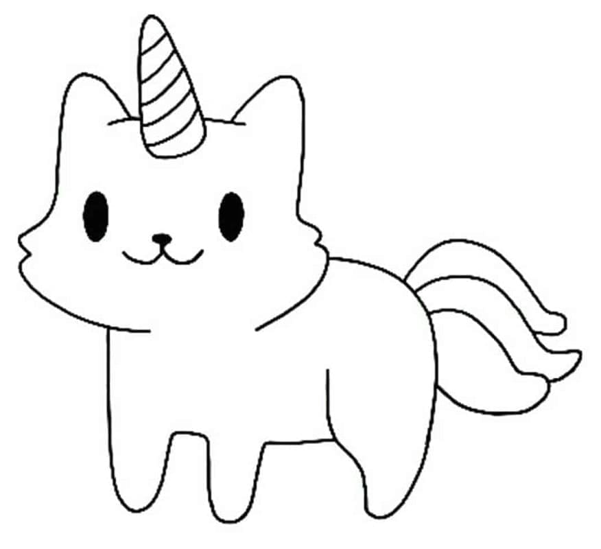 Chat Licorne Facile coloring page