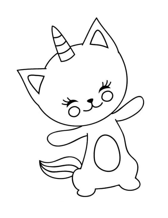 Chat Licorne Heureux coloring page