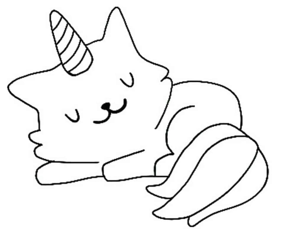 Coloriage Chat Licorne Imprimable